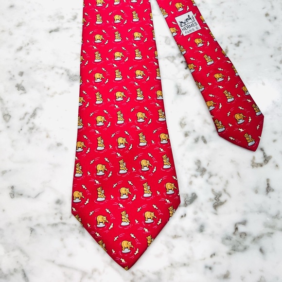 Hermes Tie in hand-sewn silk twill 100% silk - Picture 3 of 5